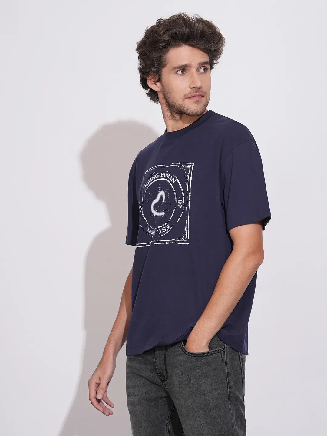 Blue Easy Fit Men's Short Sleeves T-Shirt by Being Human Clothing - Image 2