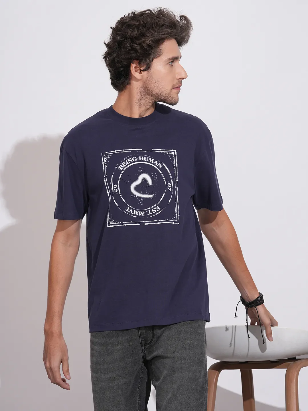 Blue Easy Fit Men's Short Sleeves T-Shirt by Being Human Clothing - Image 6
