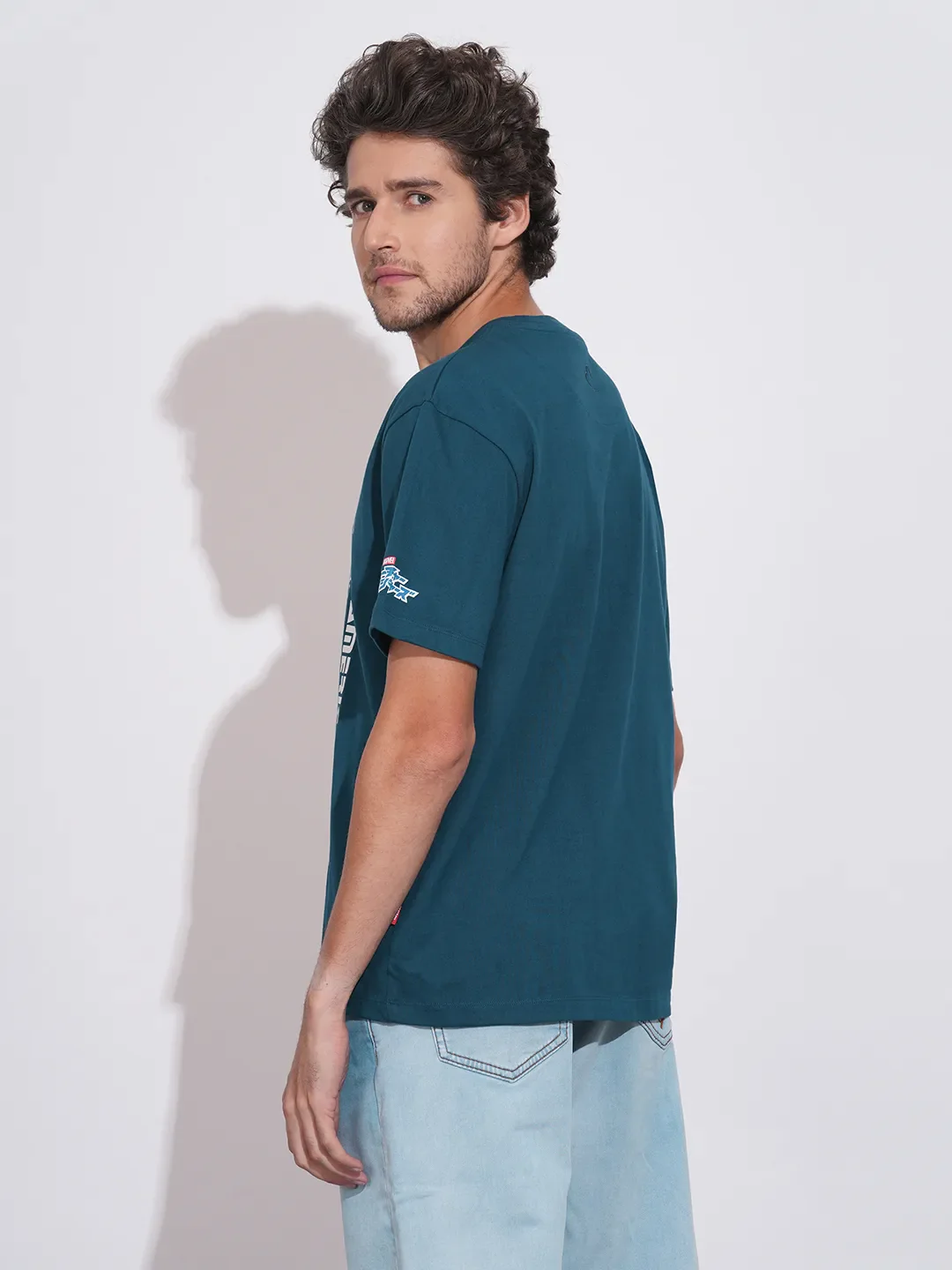 Blue Easy Fit Round Neck Men's T-Shirt by Being Human Clothing - Image 3