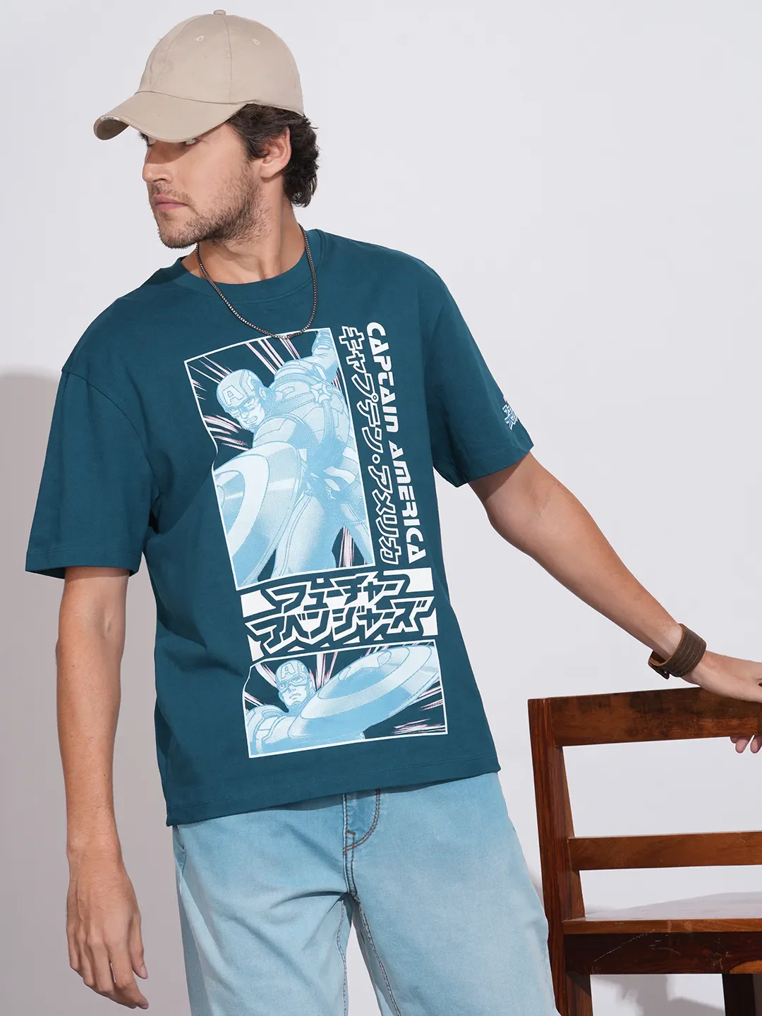 Blue Easy Fit Round Neck Men's T-Shirt by Being Human Clothing - Image 6