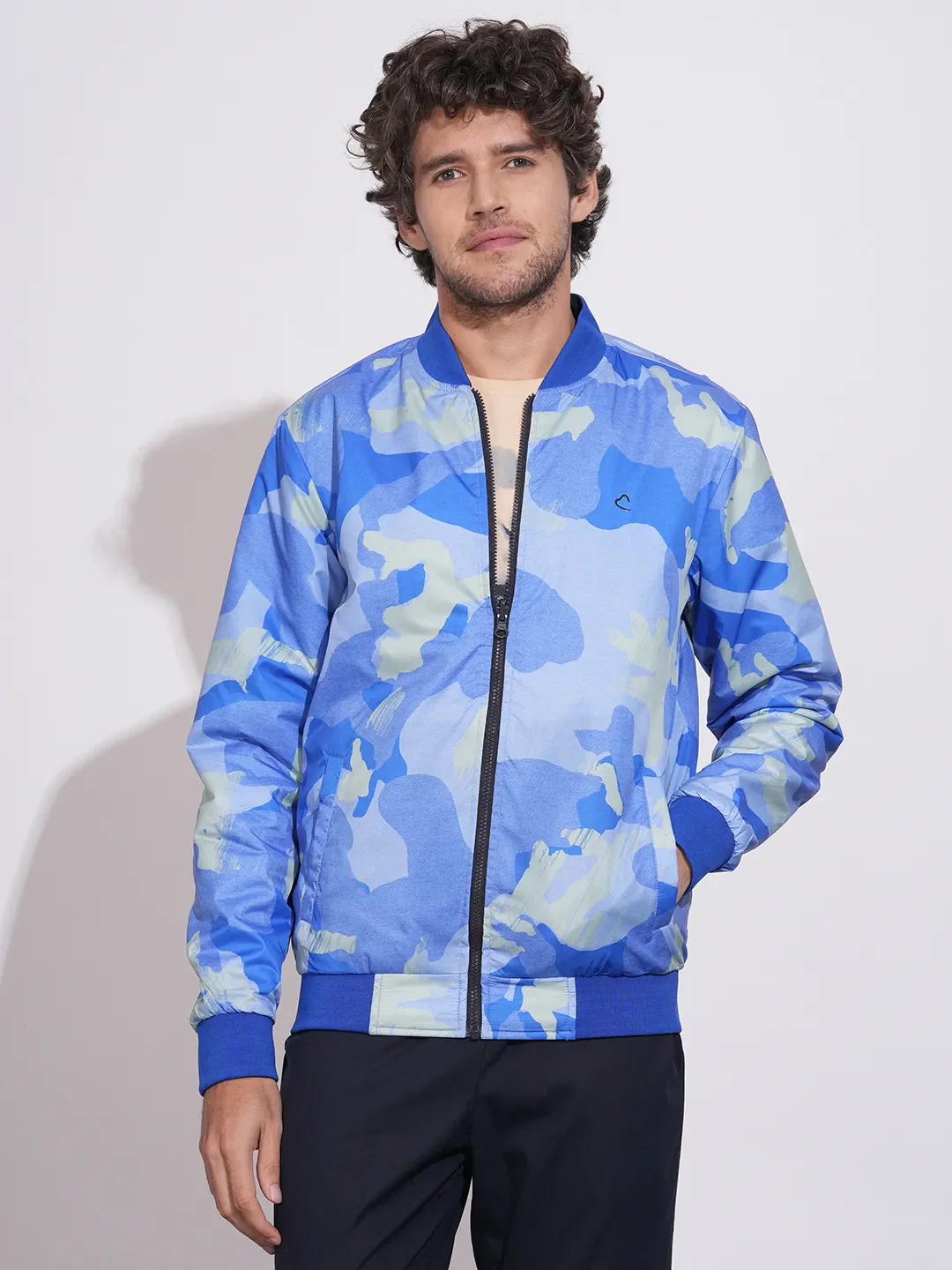 Blue Regular Fit Long Sleeves Polyester Men's Jacket by Being Human Clothing - Image 2