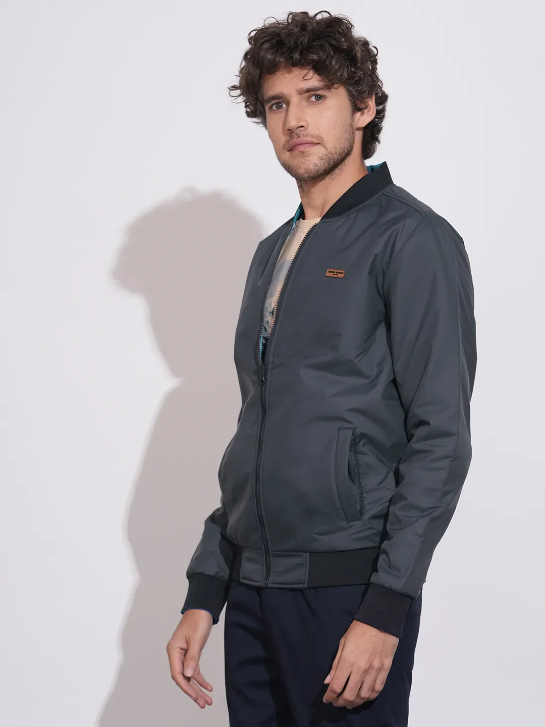 Blue Regular Fit Long Sleeves Polyester Men's Jacket by Being Human Clothing - Image 3