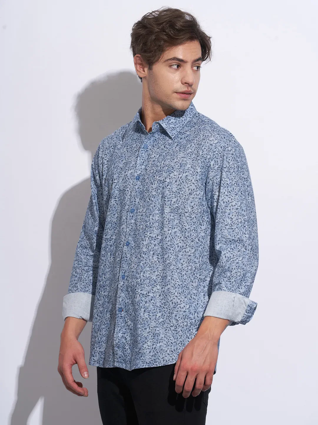 Blue Moderno Fit Regular Collar Long Sleeves Cotton Men's Shirt by Being Human Clothing - Image 2