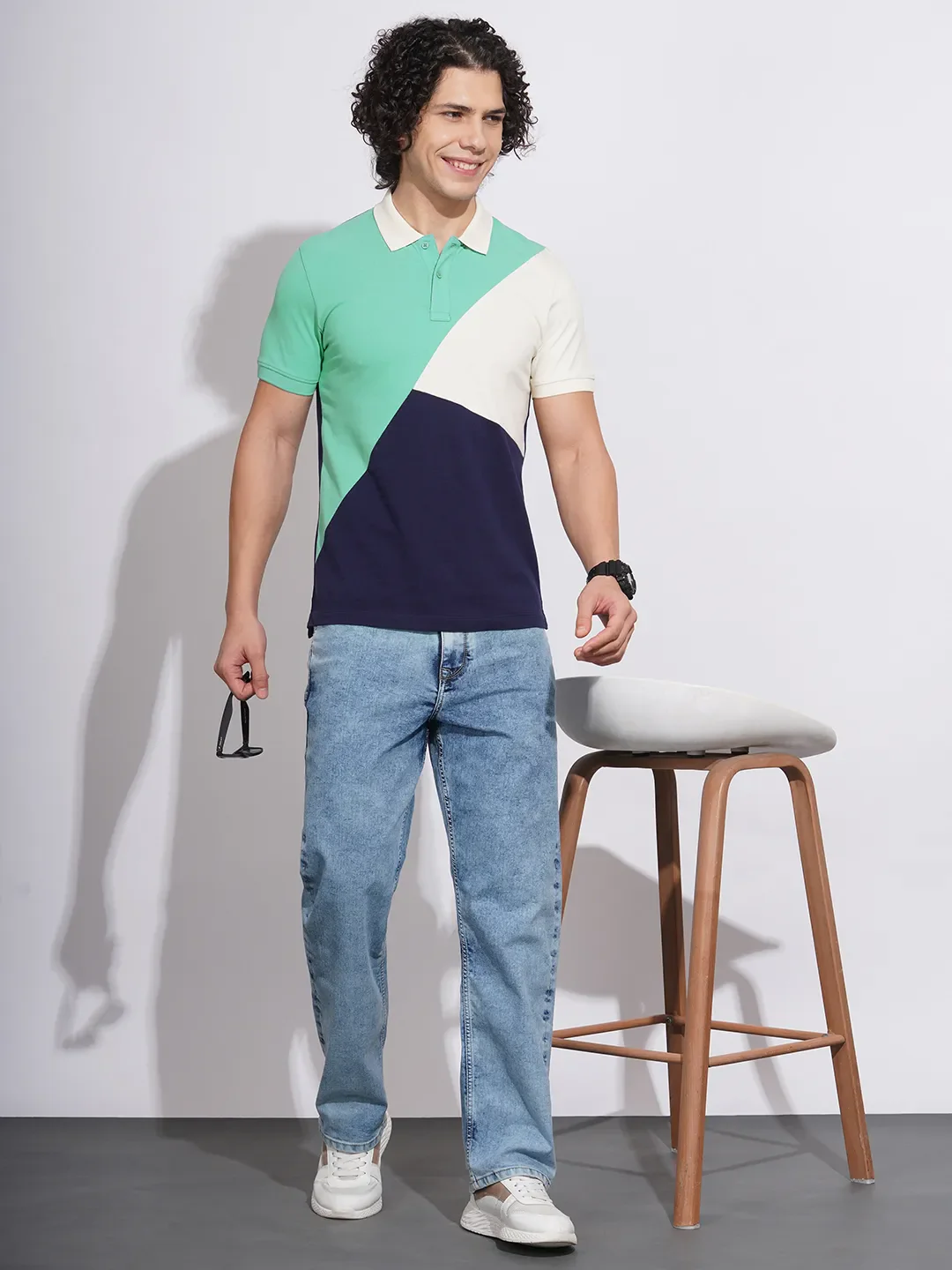 Blue Regular Fit Men's Polo T-Shirt by Being Human Clothing - Image 4
