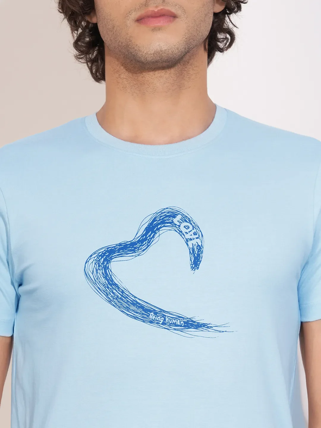 Blue Moderno Fit Round Neck Men's T-Shirt by Being Human Clothing - Image 5