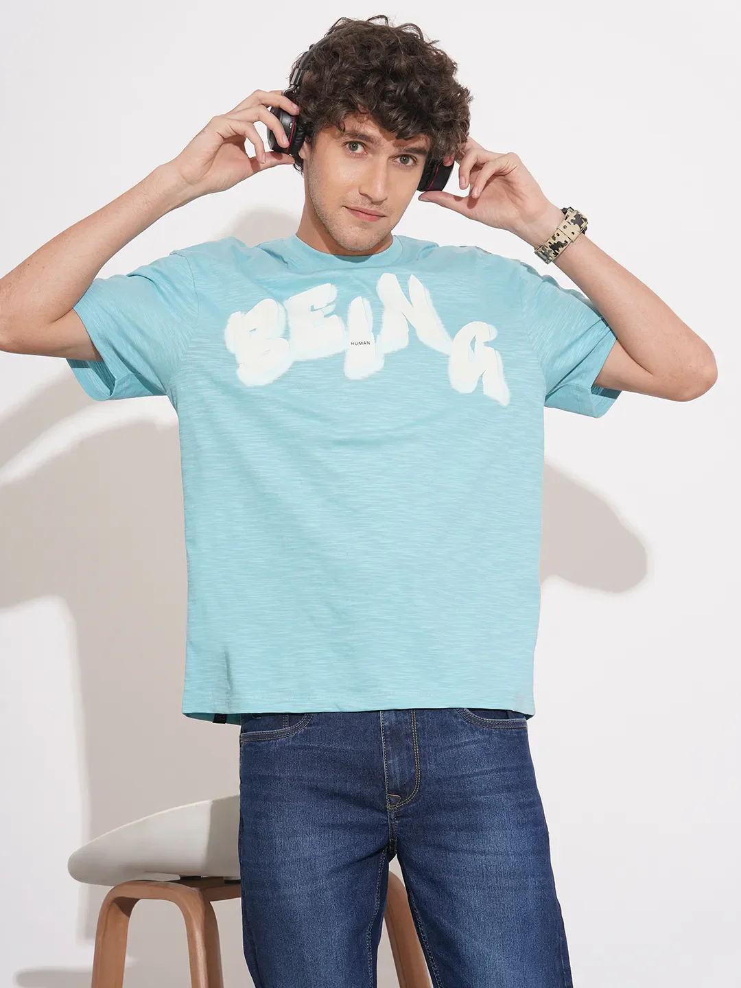 Blue Easy Fit Men's Short Sleeves T-Shirt by Being Human Clothing - Image 5