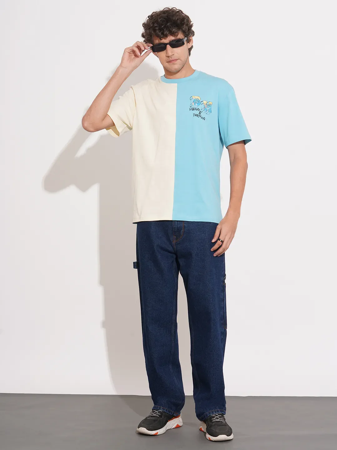Blue Easy Fit Round Neck Men's T-Shirt by Being Human Clothing - Image 4
