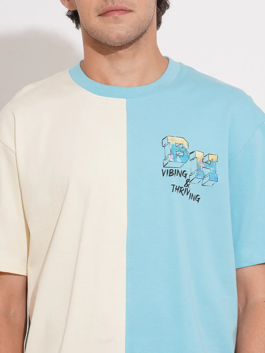 Blue Easy Fit Round Neck Men's T-Shirt by Being Human Clothing - Image 5