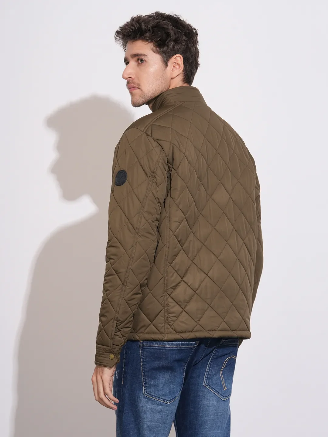 Brown Regular Fit Long Sleeves Polyester Men's Jacket by Being Human Clothing - Image 3