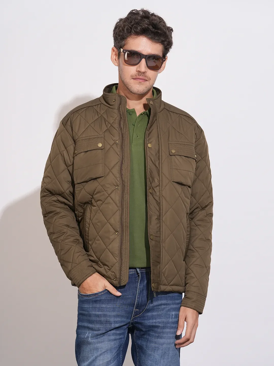 Brown Regular Fit Long Sleeves Polyester Men's Jacket by Being Human Clothing - Image 6