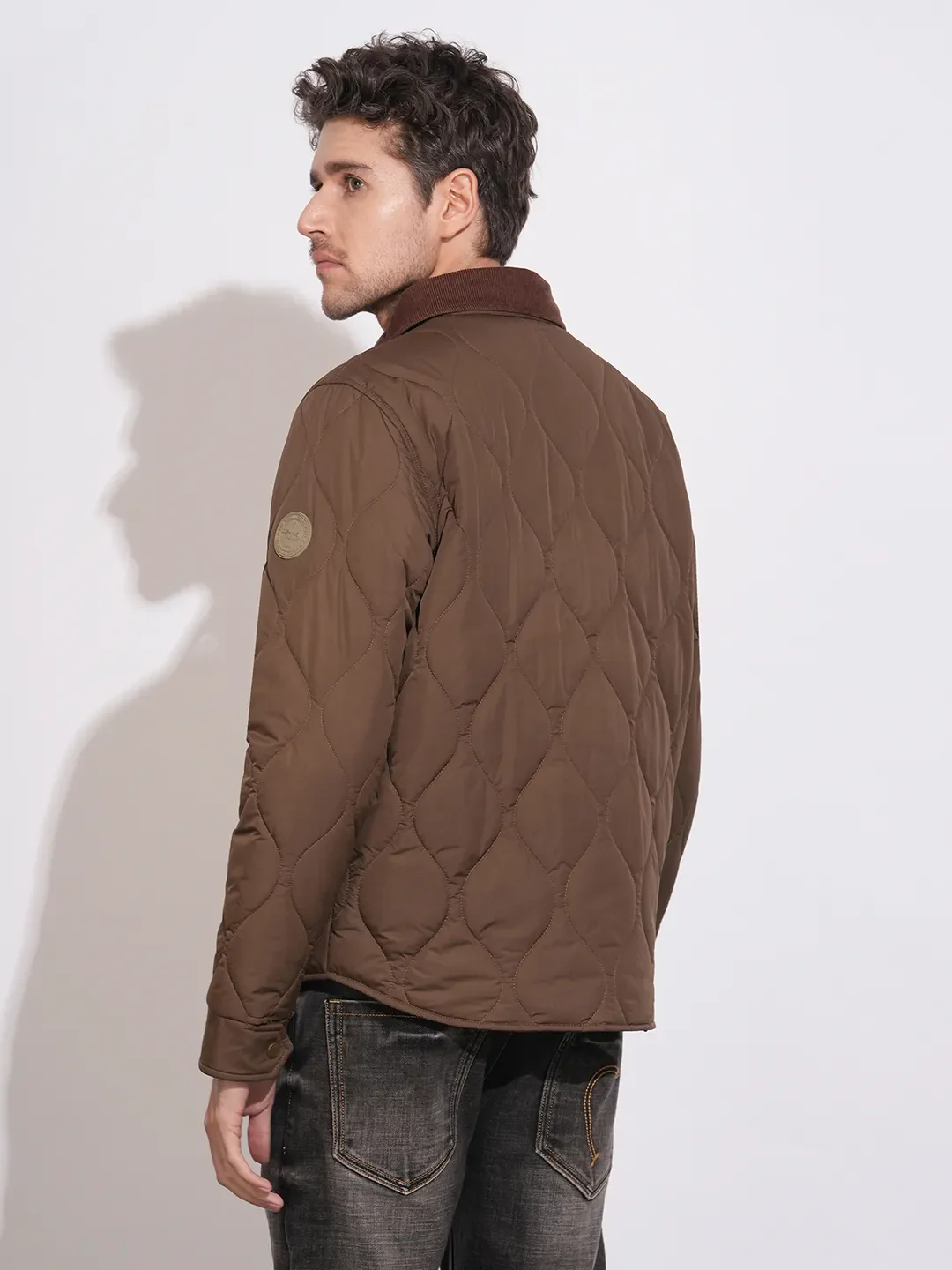 Brown Regular Fit Long Sleeves Polyester Men's Jacket by Being Human Clothing - Image 3