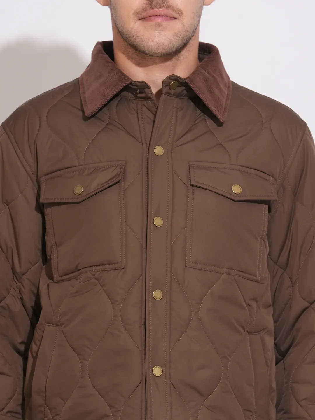Brown Regular Fit Long Sleeves Polyester Men's Jacket by Being Human Clothing - Image 5