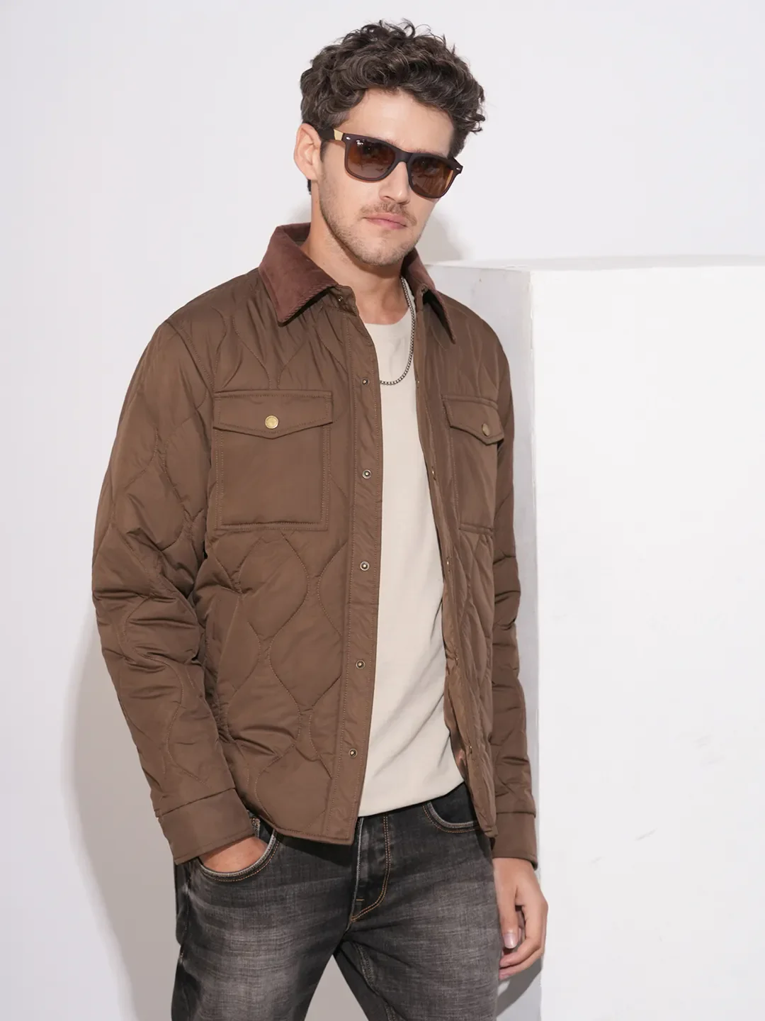 Brown Regular Fit Long Sleeves Polyester Men's Jacket by Being Human Clothing - Image 6