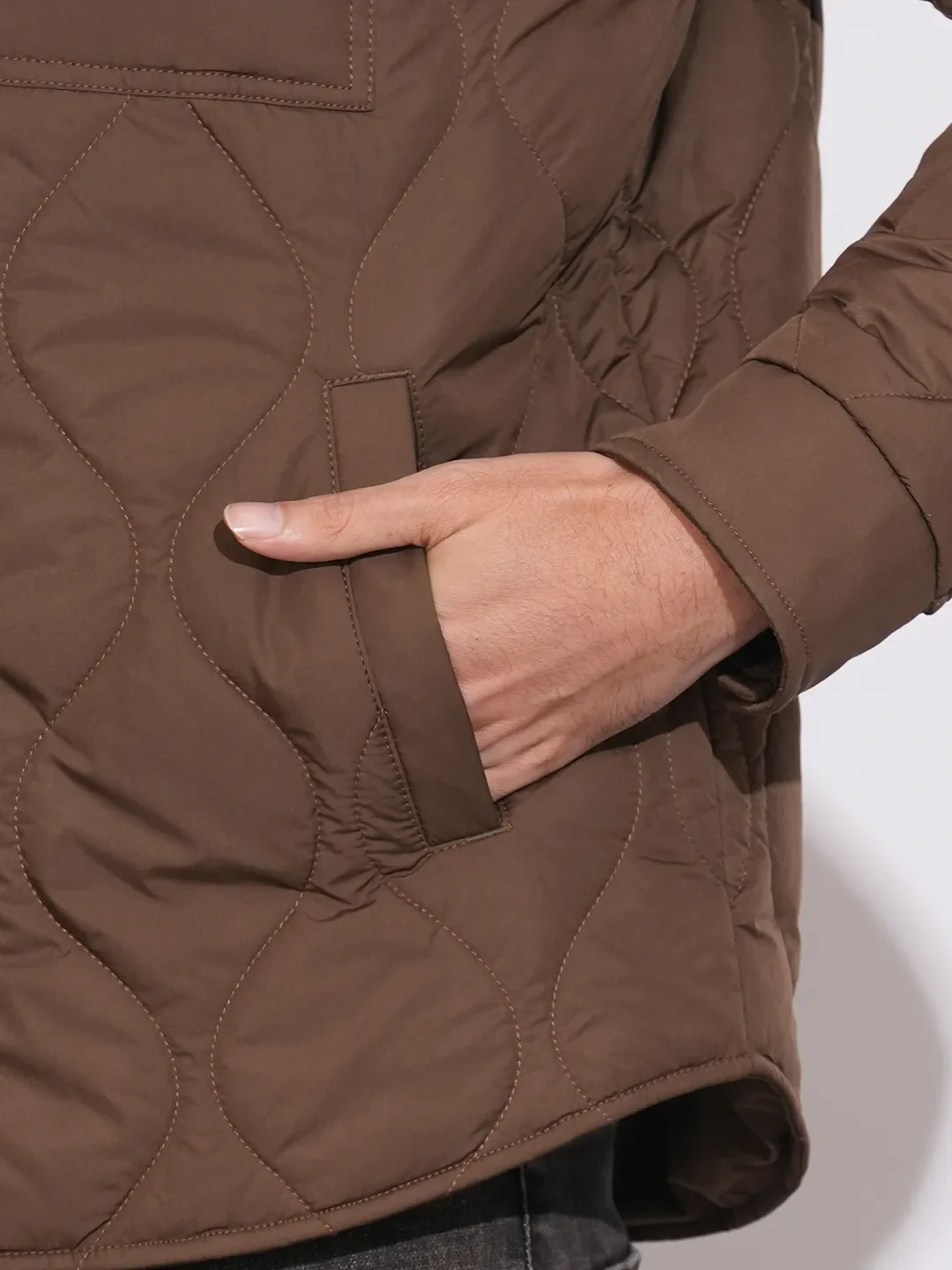 Brown Regular Fit Long Sleeves Polyester Men's Jacket by Being Human Clothing - Image 7