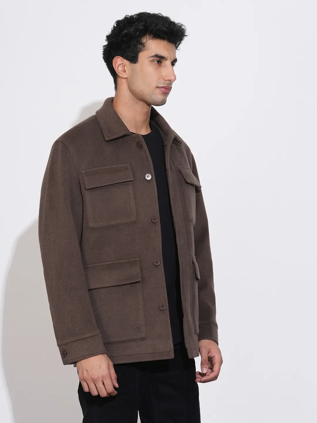 Brown Regular Fit Long Sleeves Polyester Men's Jacket by Being Human Clothing - Image 2