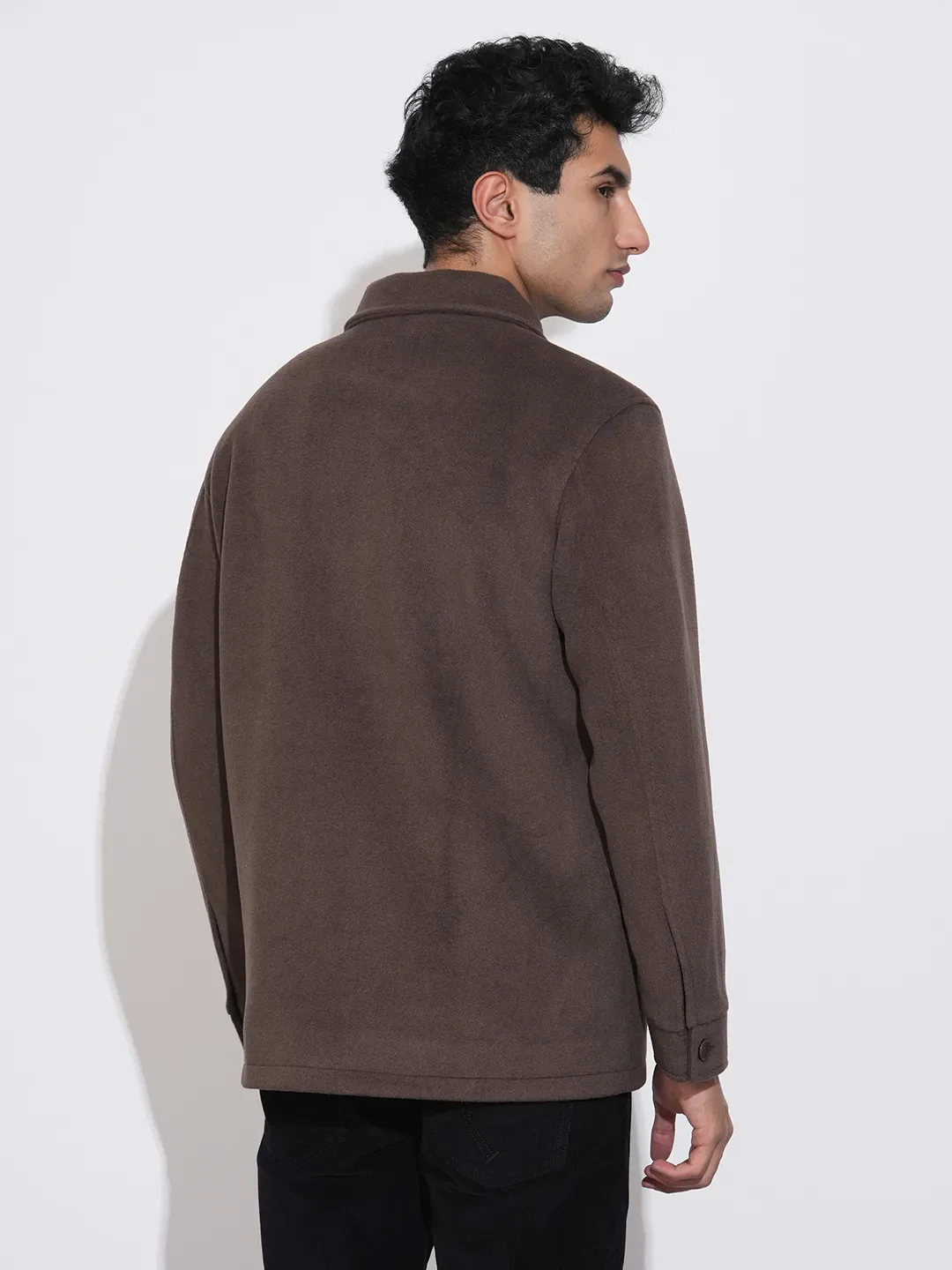 Brown Regular Fit Long Sleeves Polyester Men's Jacket by Being Human Clothing - Image 3