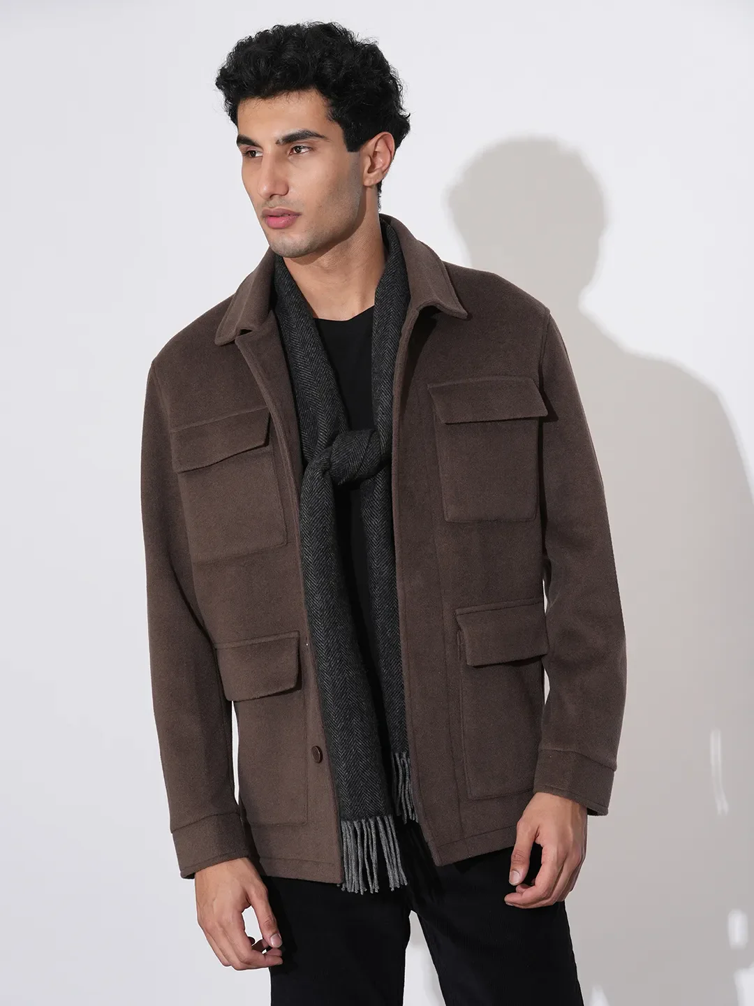 Brown Regular Fit Long Sleeves Polyester Men's Jacket by Being Human Clothing - Image 6