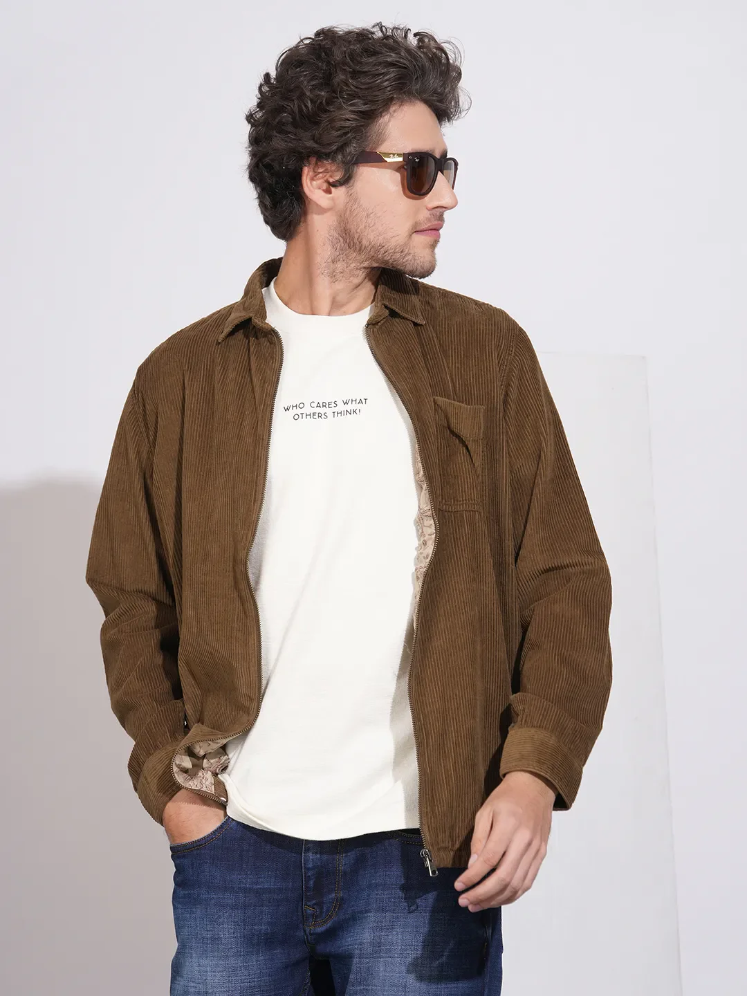 Brown Regular Fit Regular Collar Men's Shacket by Being Human Clothing - Image 6