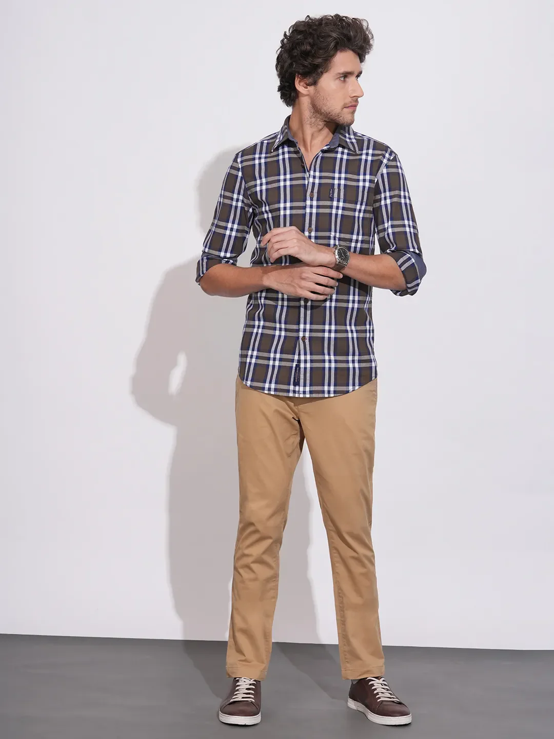 Brown Moderno Fit Regular Collar Men's Shacket by Being Human Clothing - Image 4