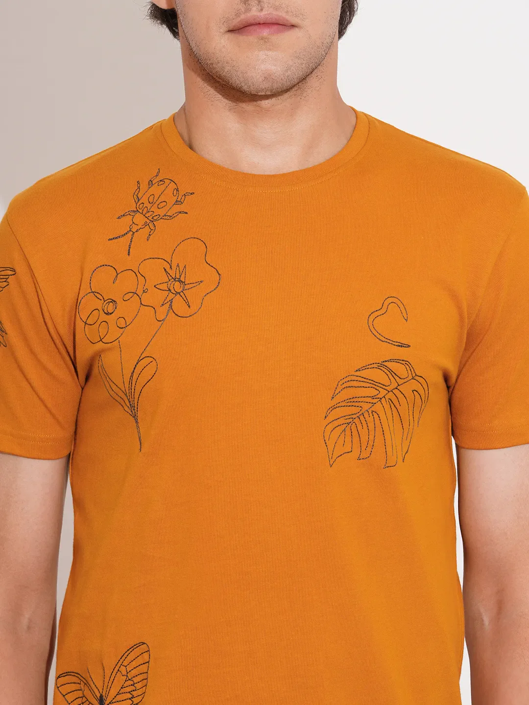Brown Regular Fit Round Neck Men's T-Shirt by Being Human Clothing - Image 5