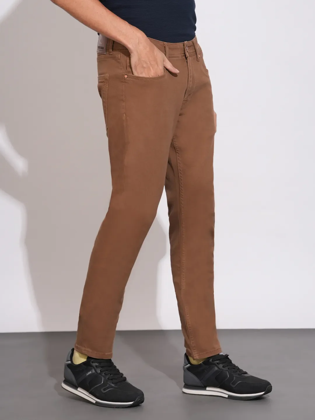 Brown Skinny Fit Cotton Blend Men's Denims by Being Human Clothing - Image 2
