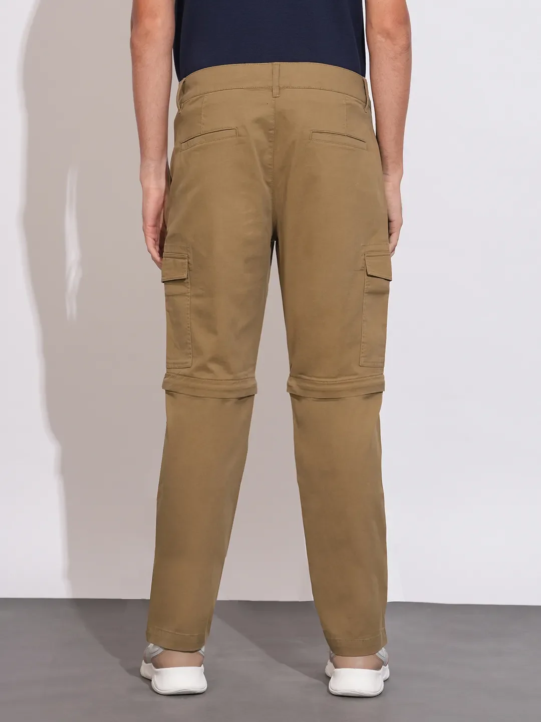 Brown Regular Fit Cargos for Men By Being Human Clothing - Image 3