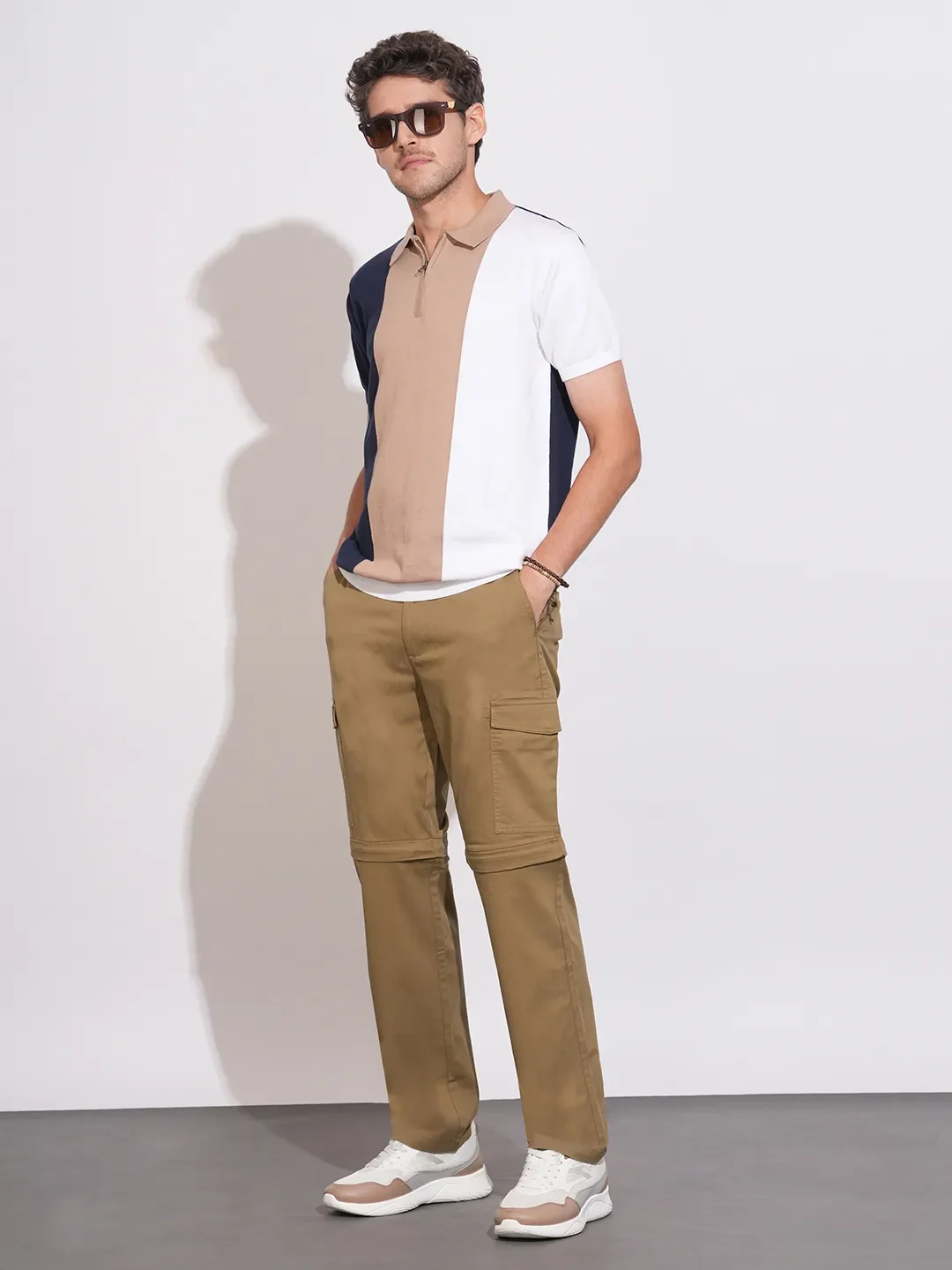 Brown Regular Fit Cargos for Men By Being Human Clothing - Image 4