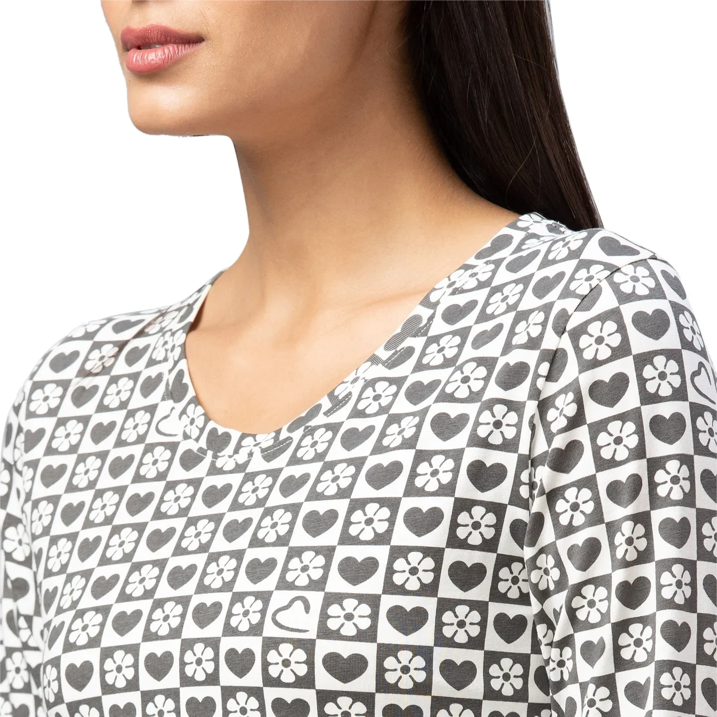 Charcoal Slim Fit Women's Cotton Long Sleeve Cropped T-Shirt By Being Human Clothing - Image 4