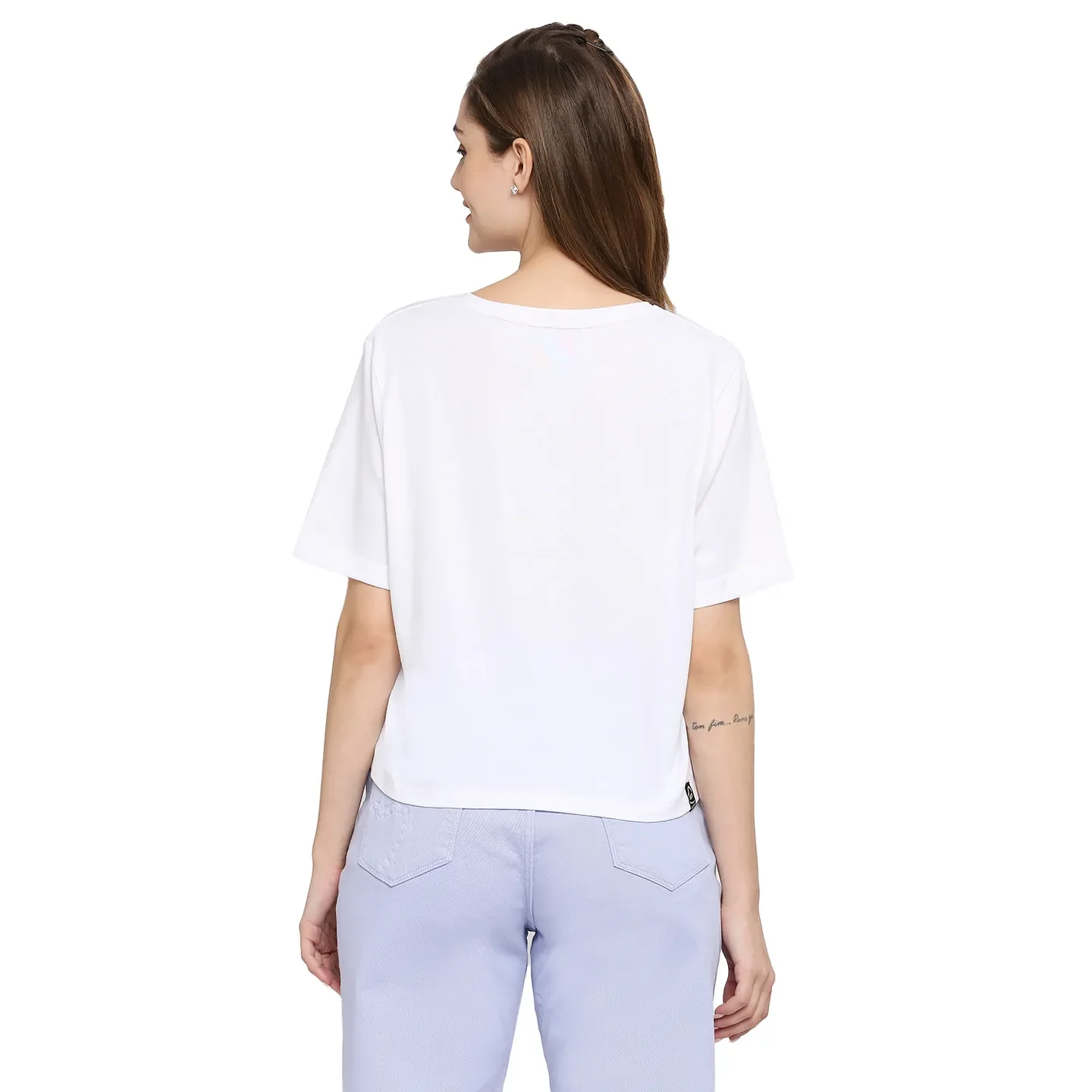 White Boxy Fit Women's Cotton T-Shirt By Being Human Clothing - Image 4