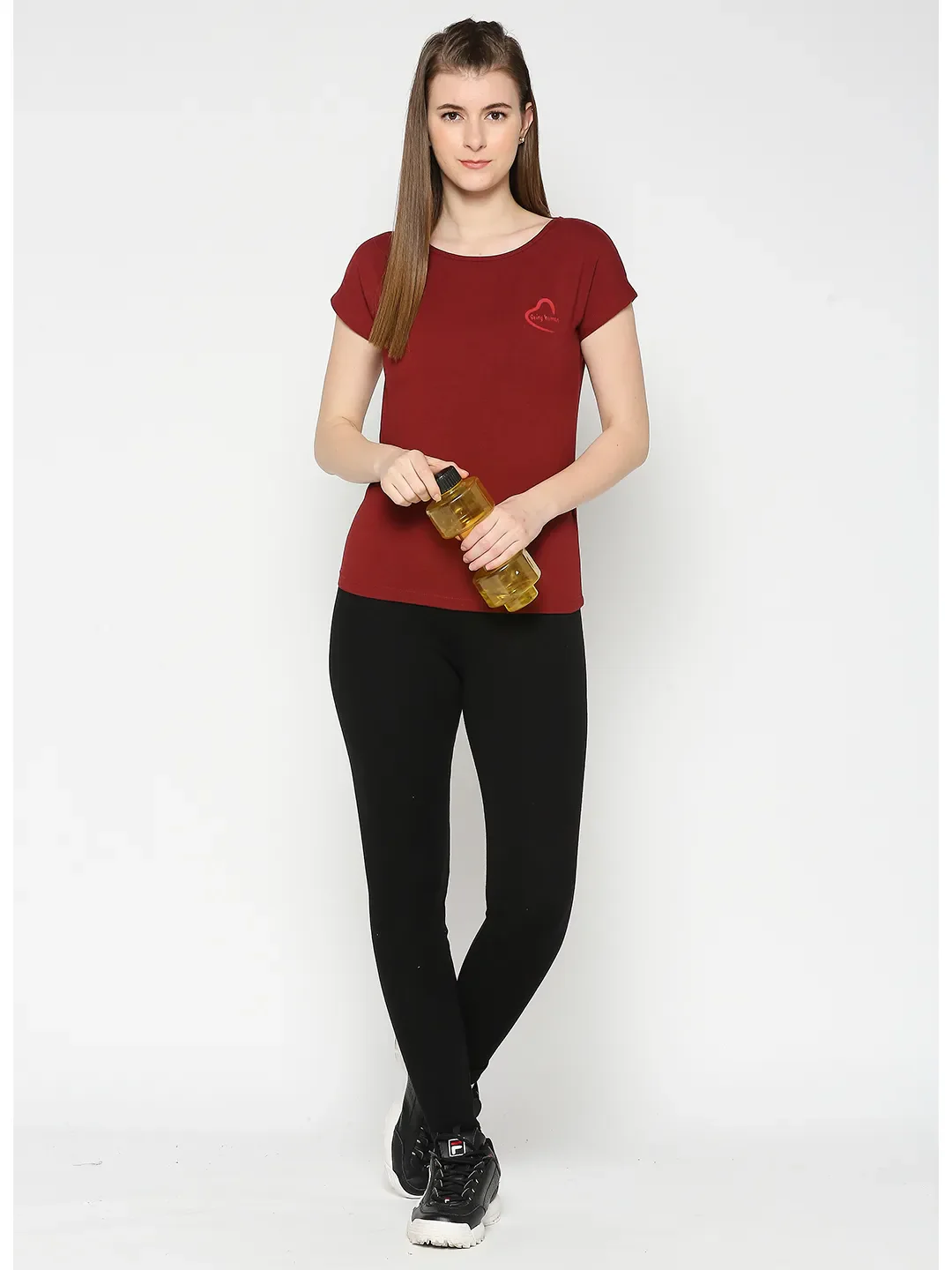 Red Drop Shoulder Basic Fit Round Neck Short Sleeves Women's T-Shirt by Being Human Clothing - Image 6