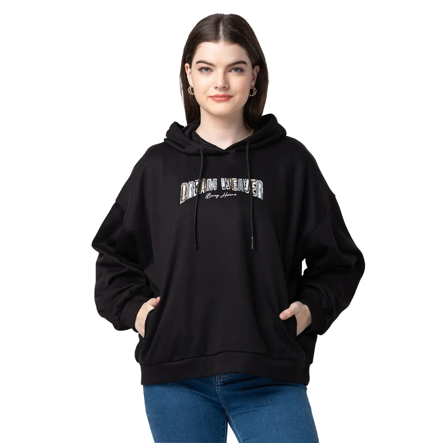 Black Long Sleeve Women's Hoodie By Being Human Clothing