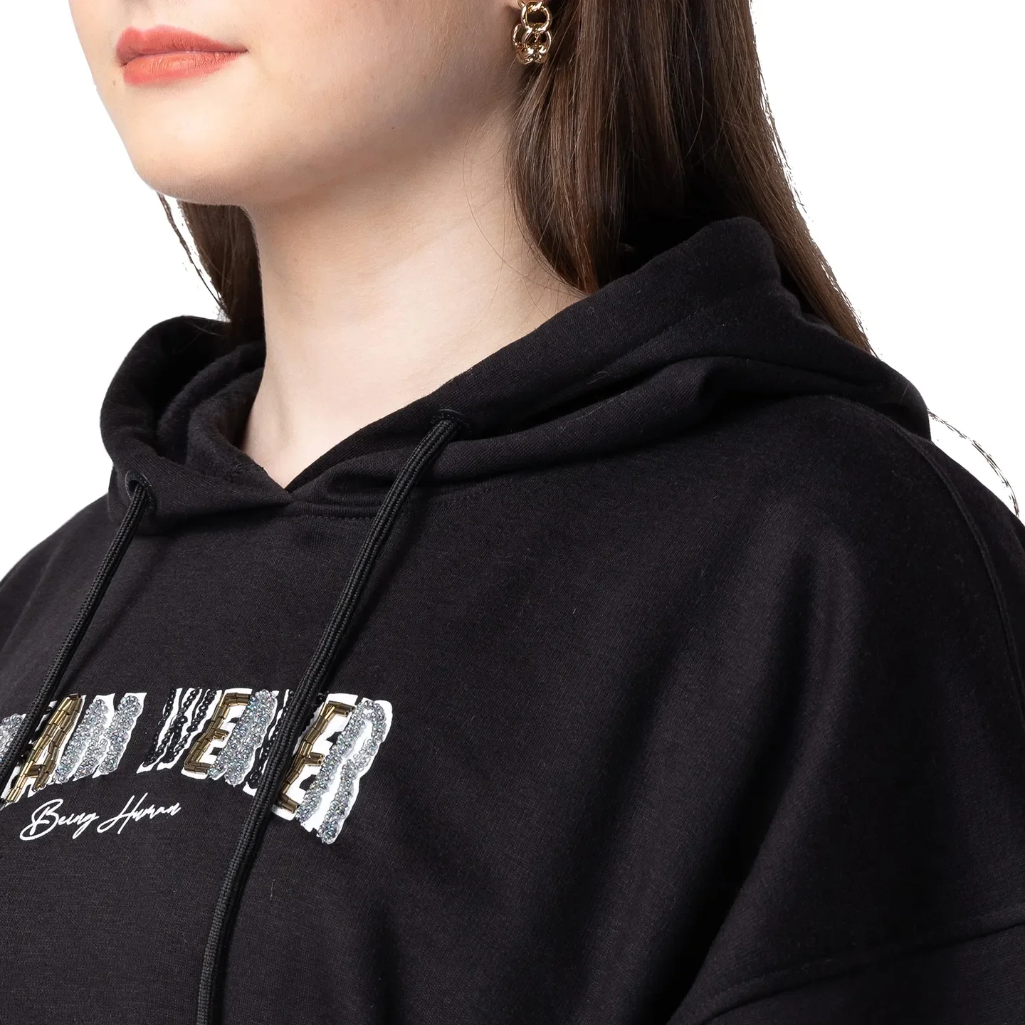 Black Long Sleeve Women's Hoodie By Being Human Clothing - Image 4