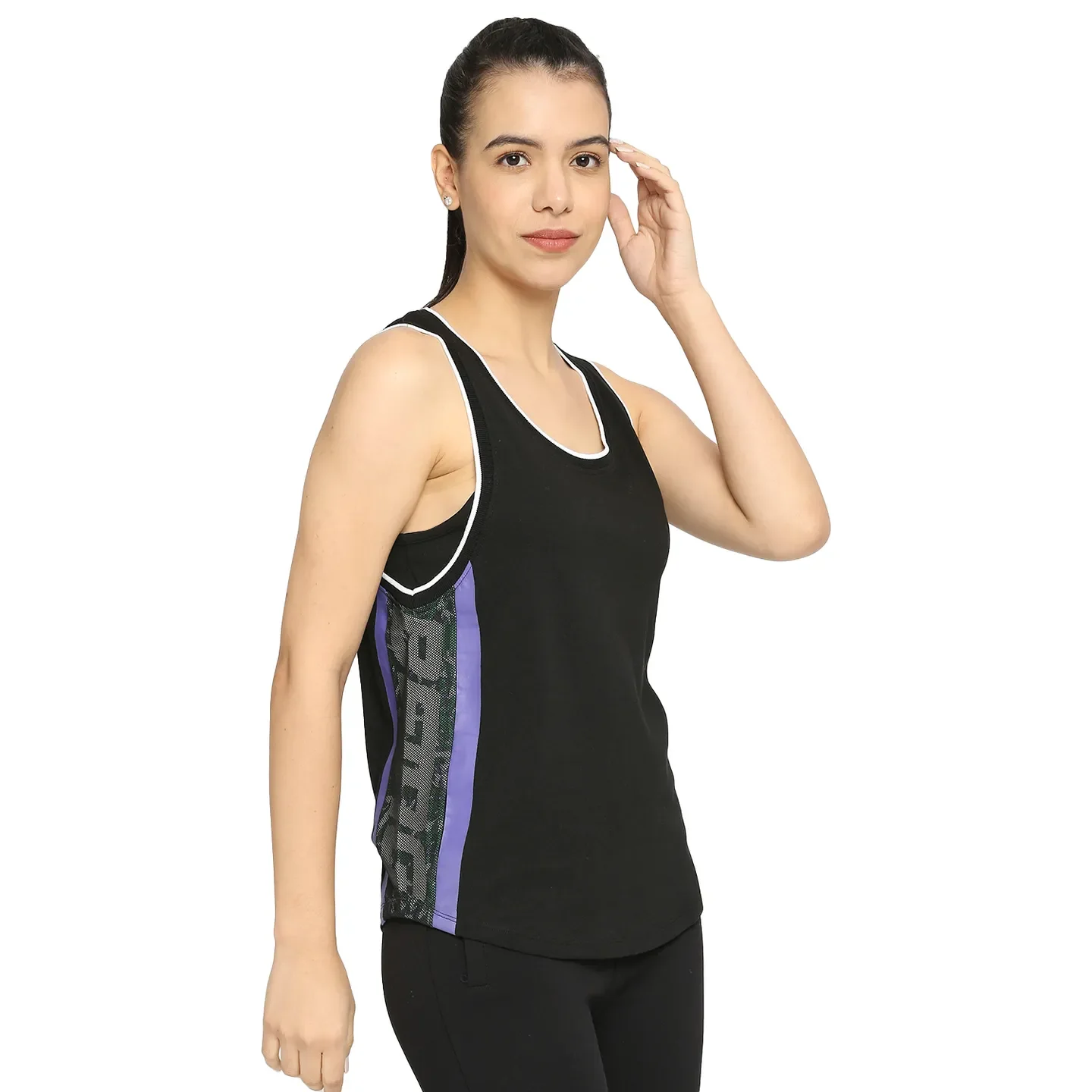 Black Semi Fit Women's Cotton Tank Top By Being Human Clothing - Image 3