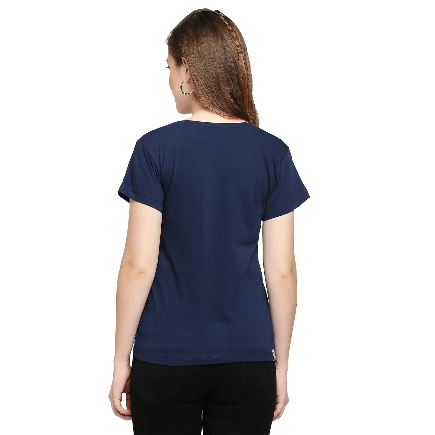 Navy Easy Fit Women's Cotton T-Shirt By Being Human Clothing - Image 4