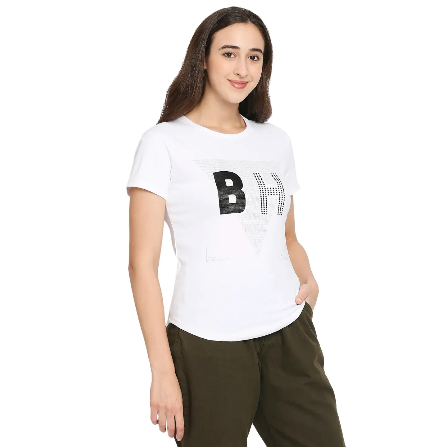 White Easy Fit Women's Cotton T-Shirt By Being Human Clothing - Image 3