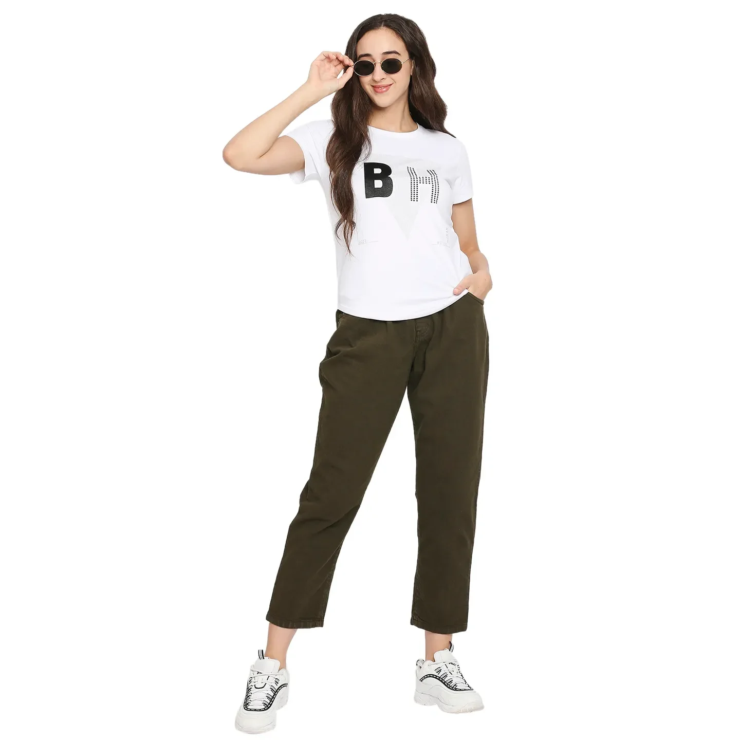 White Easy Fit Women's Cotton T-Shirt By Being Human Clothing - Image 6