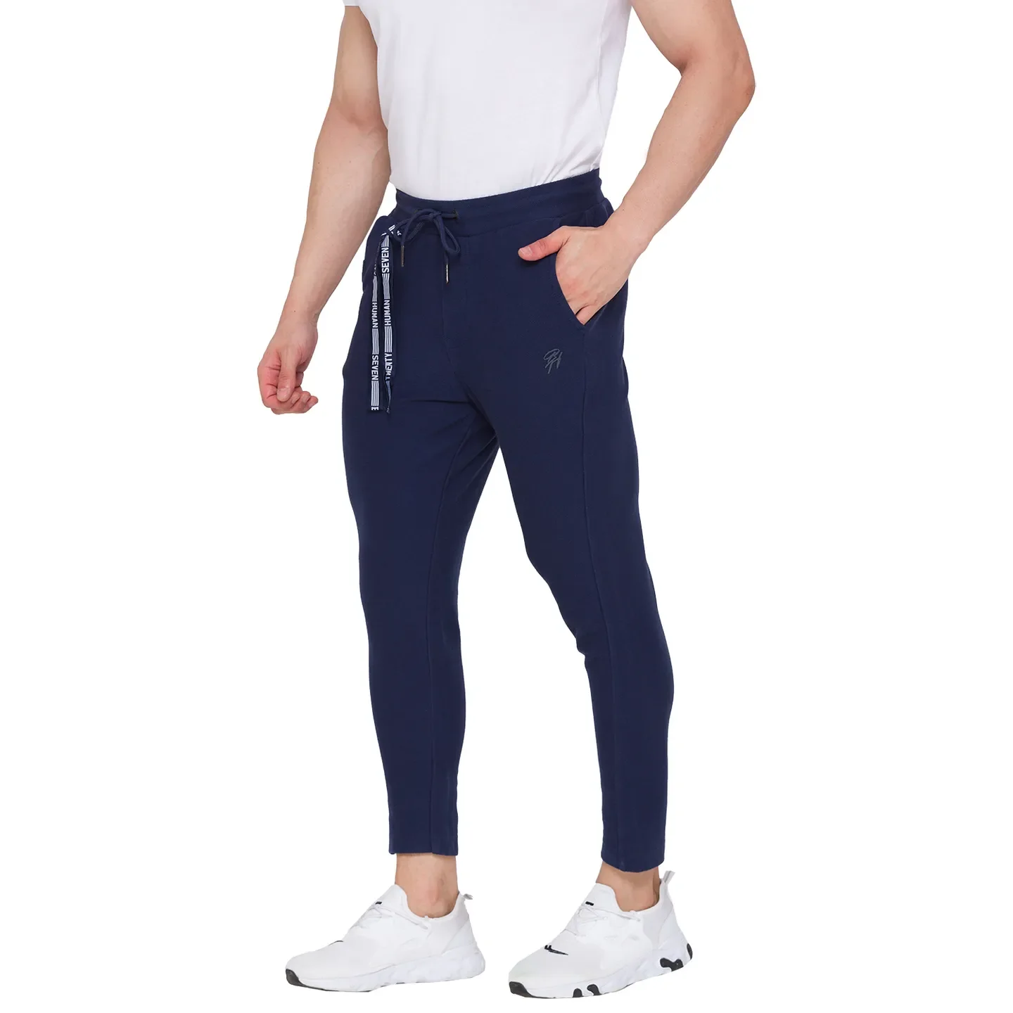 Blue Ankle Length Men's Track Pants by Being Human Clothing - Image 4