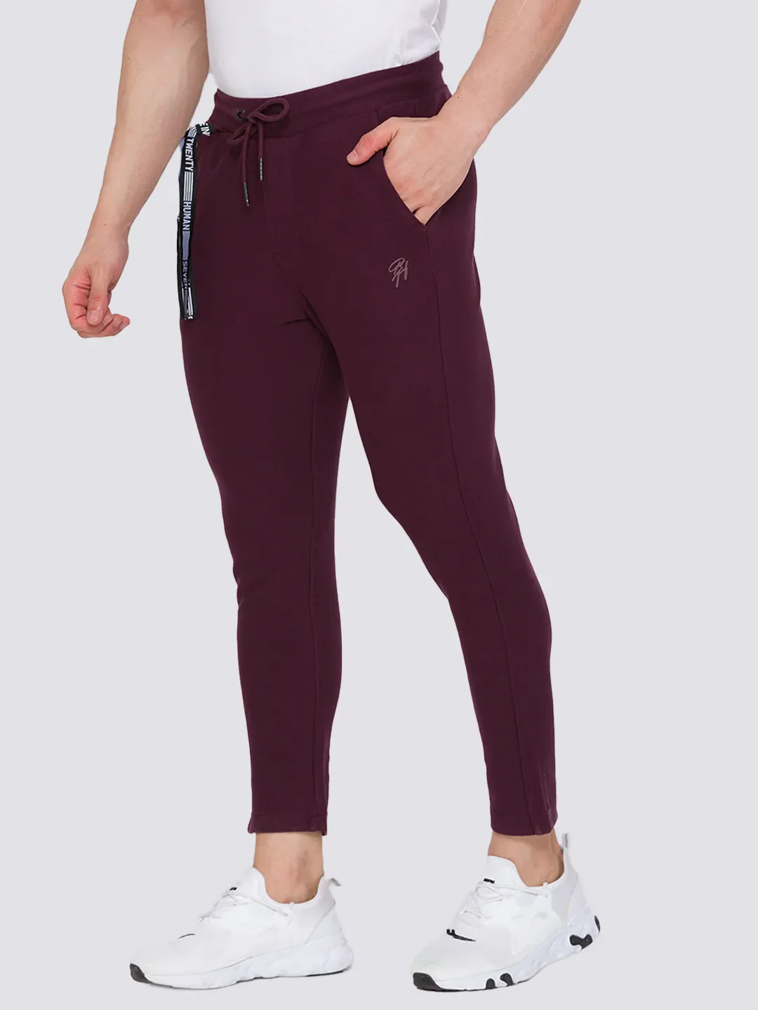 Red Ankle Length Men's Track Pants by Being Human Clothing - Image 2