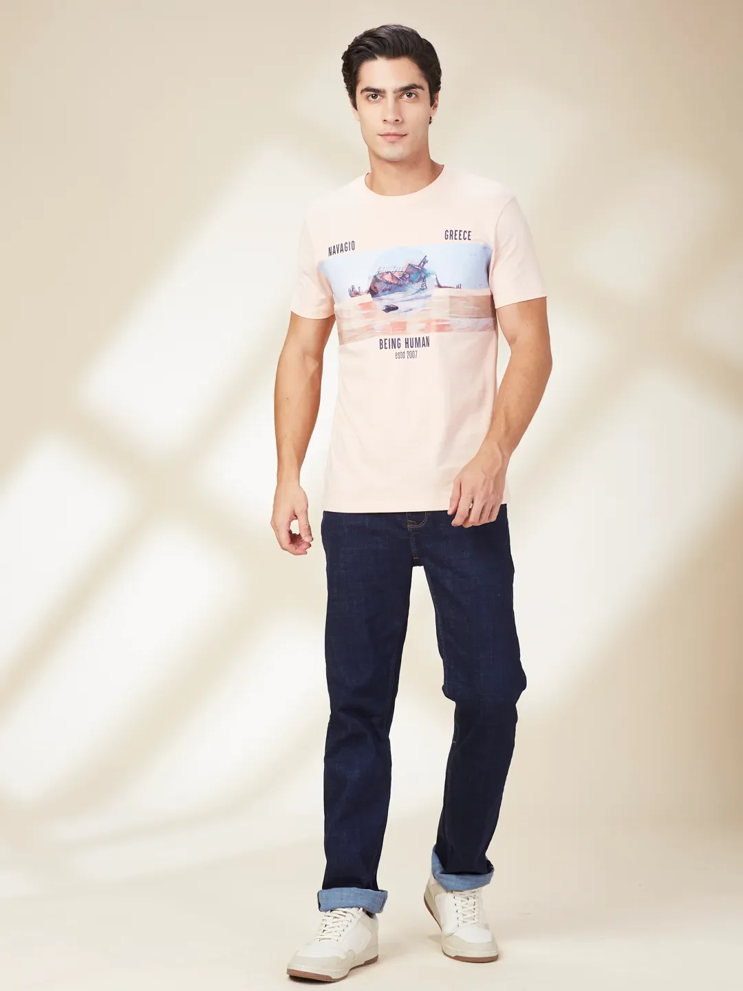 Spanish Villa Slim Fit Round Neck Men's T-Shirt by Being Human Clothing - Image 2