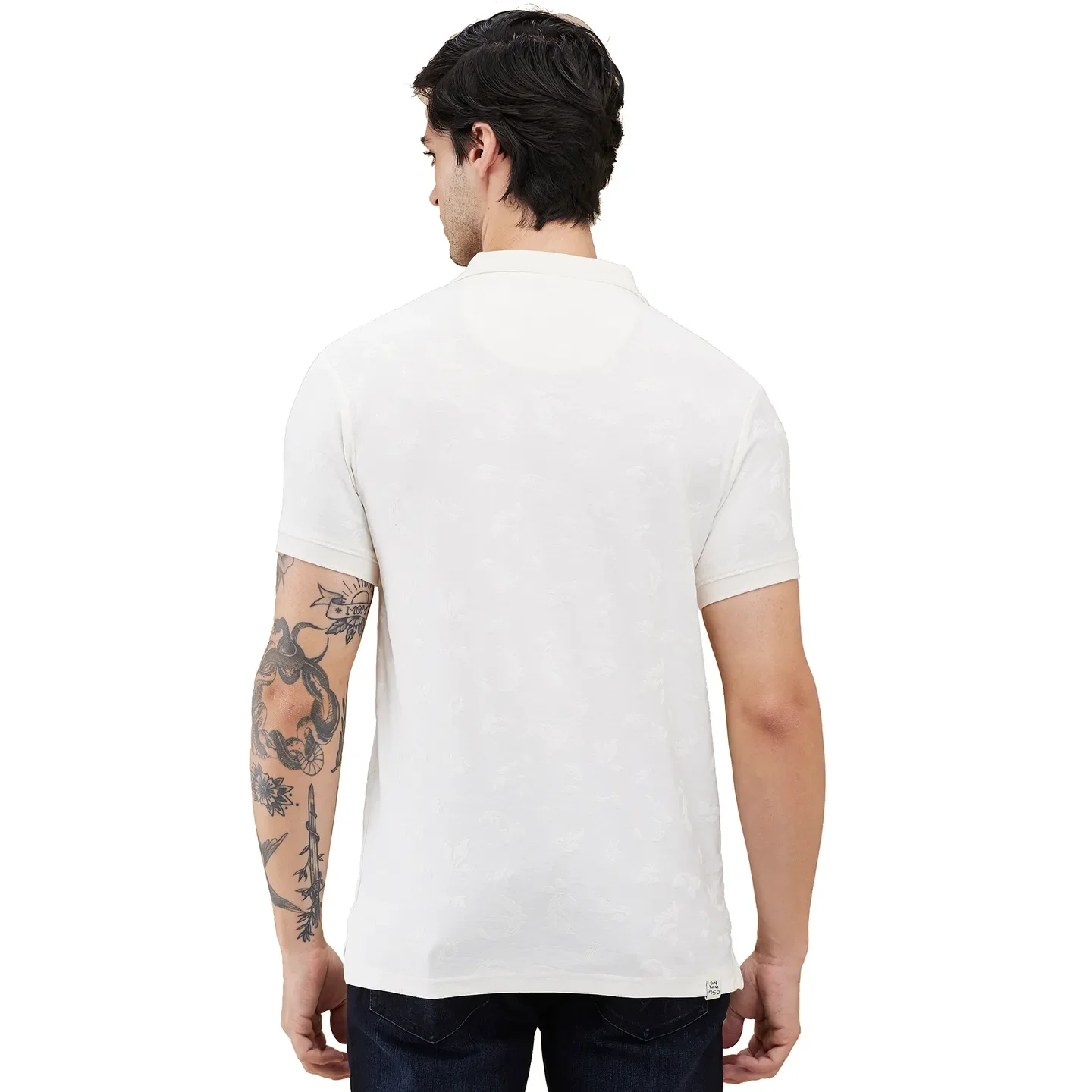 Off White Regular Fit Men's Polo T-shirt by Being Human Clothing - Image 3