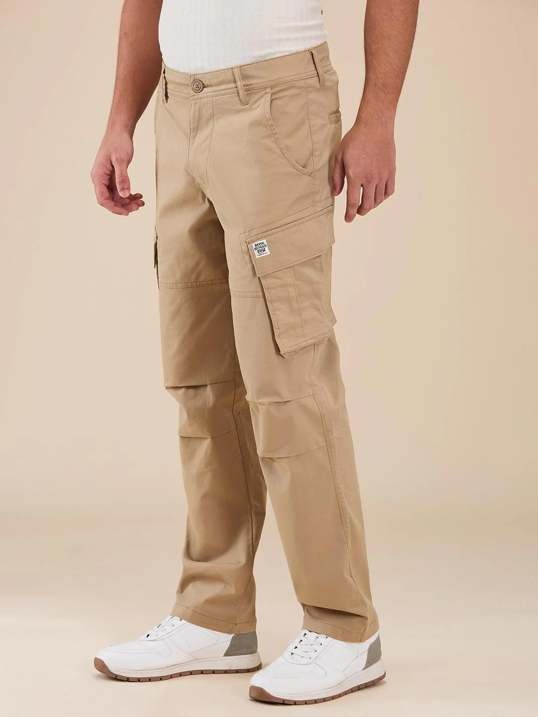 Khaki Slim Fit Cargo For Men By Being Human Clothing - Image 2