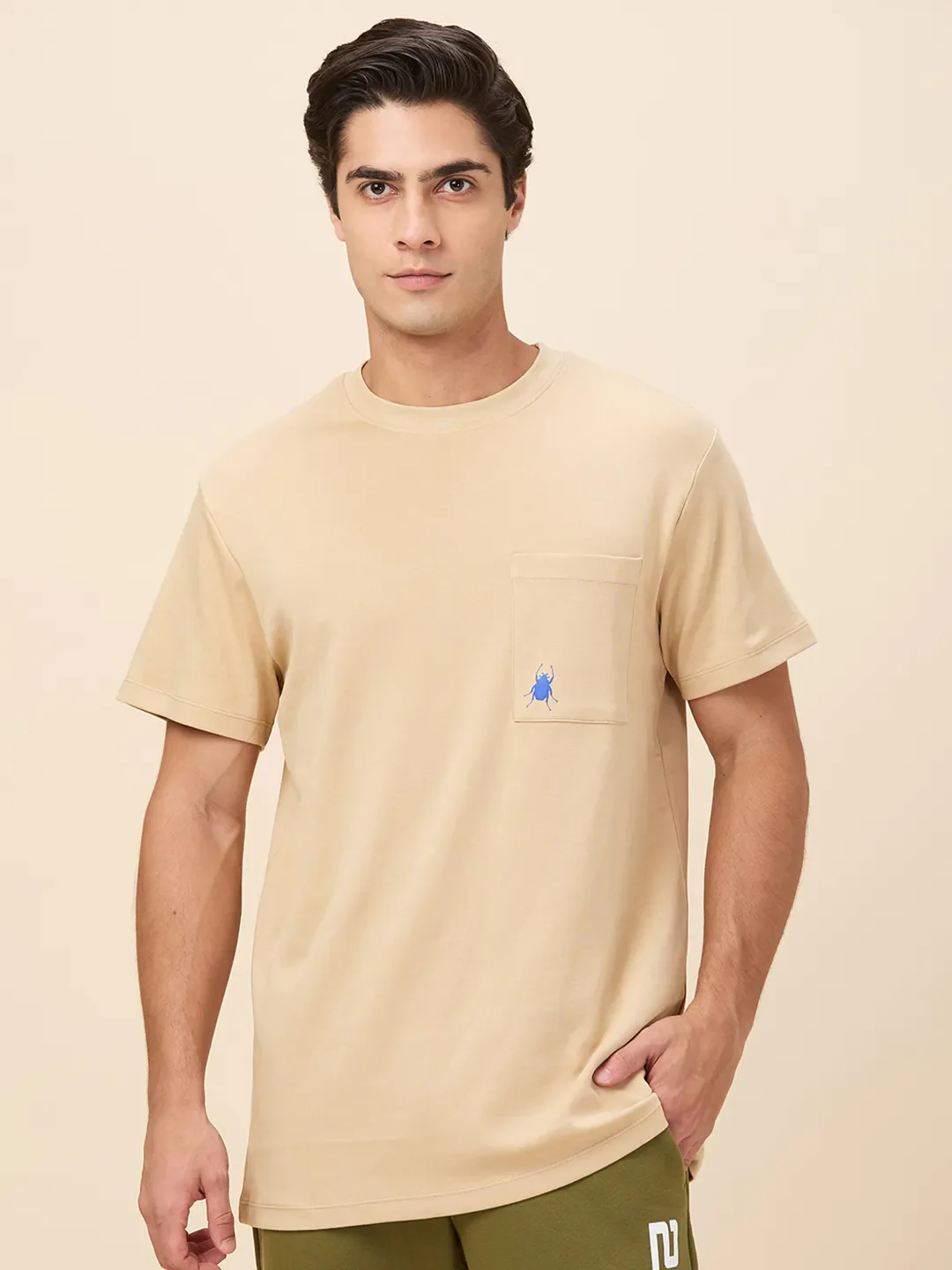 Oat Milk Easy Fit Round Neck Men's T-Shirt by Being Human Clothing