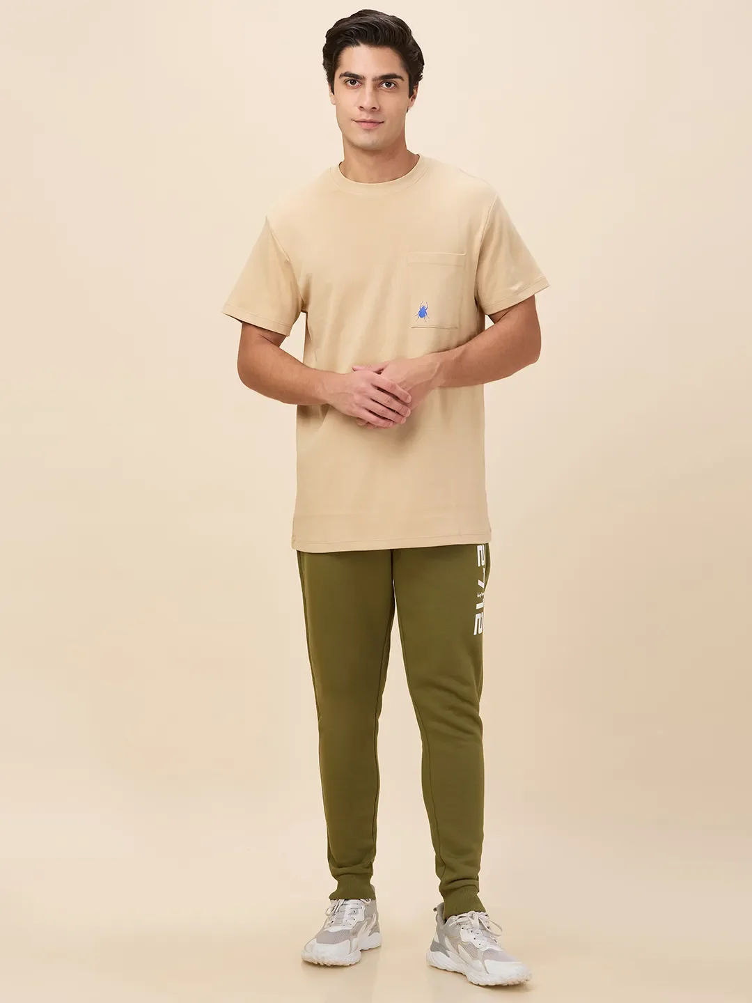 Oat Milk Easy Fit Round Neck Men's T-Shirt by Being Human Clothing - Image 2