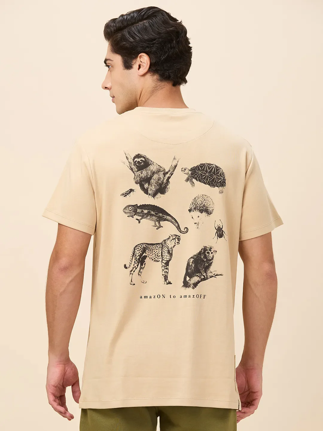 Oat Milk Easy Fit Round Neck Men's T-Shirt by Being Human Clothing - Image 3