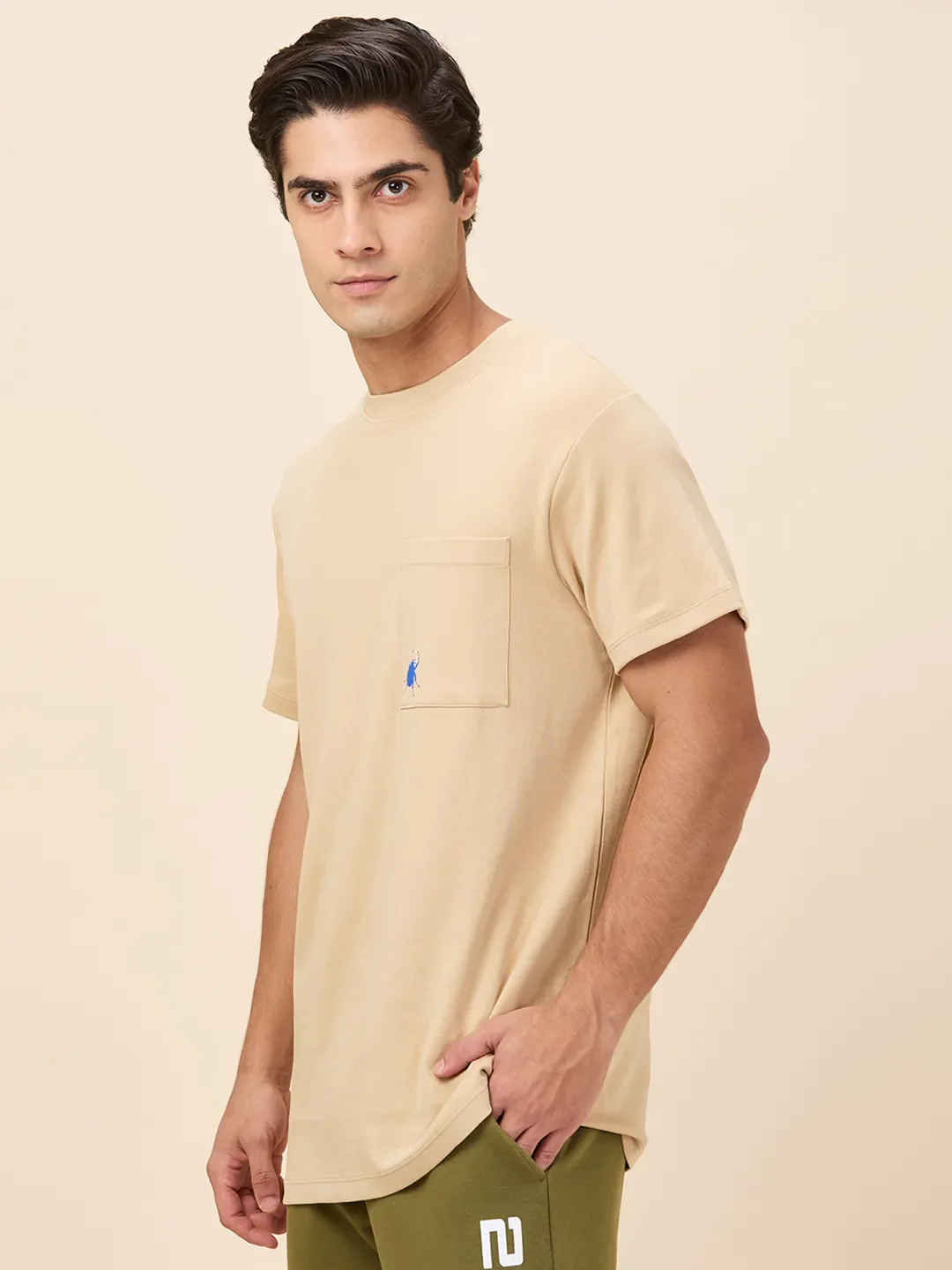 Oat Milk Easy Fit Round Neck Men's T-Shirt by Being Human Clothing - Image 4