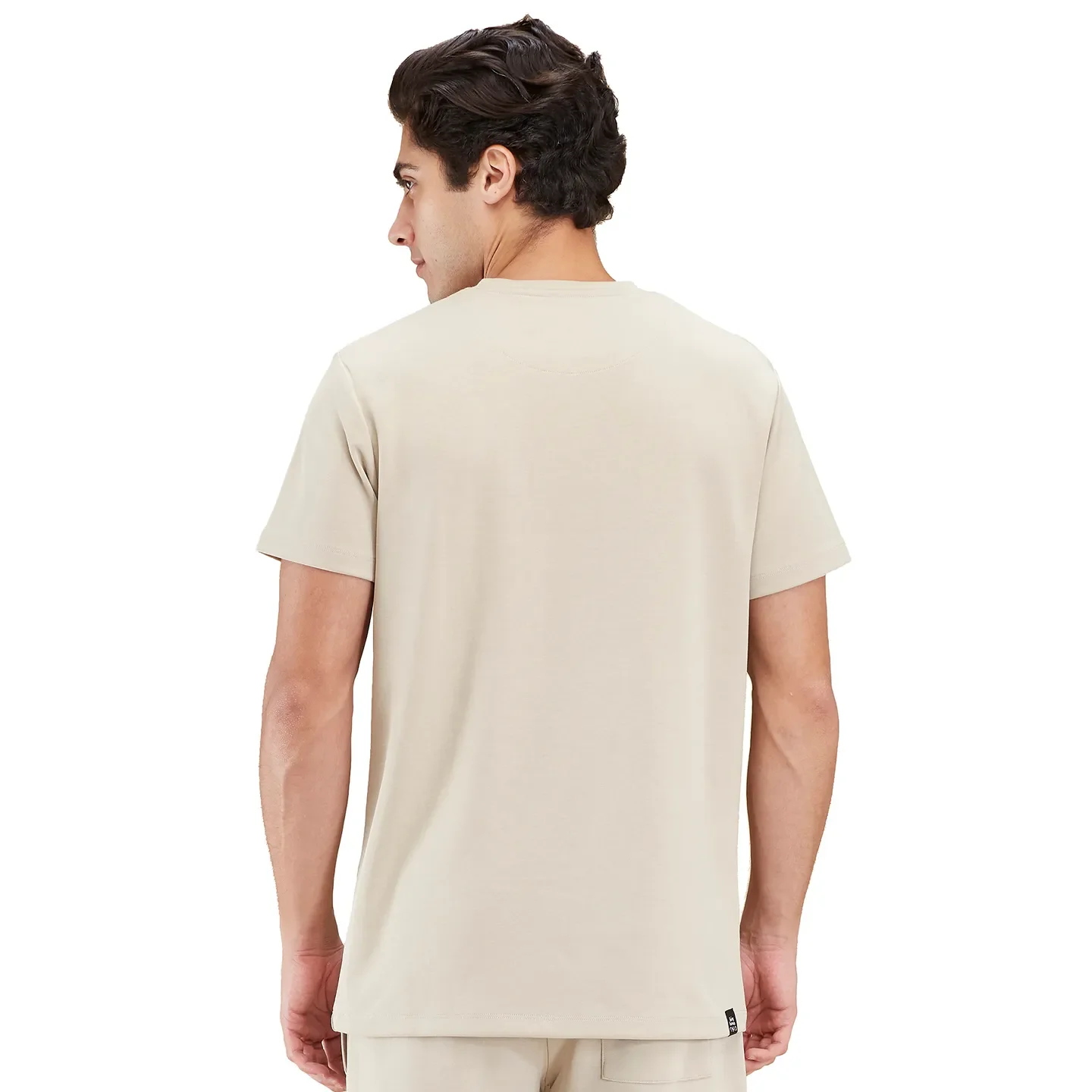 Beige Slim Fit Round Neck Men's T-Shirt by Being Human Clothing - Image 3