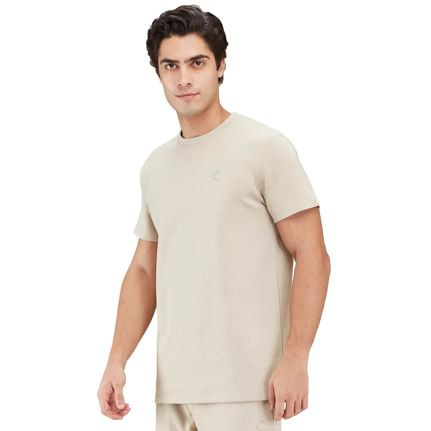 Beige Slim Fit Round Neck Men's T-Shirt by Being Human Clothing - Image 4