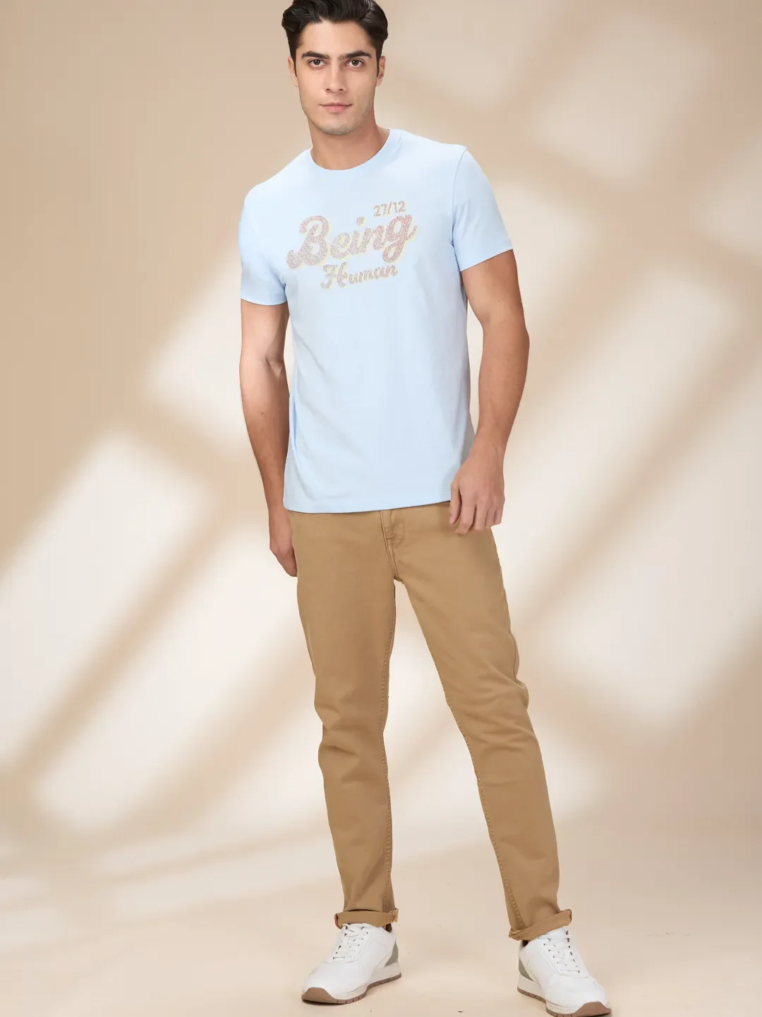 Khaki Cropped Fit Men's Denims by Being Human Clothing - Image 2