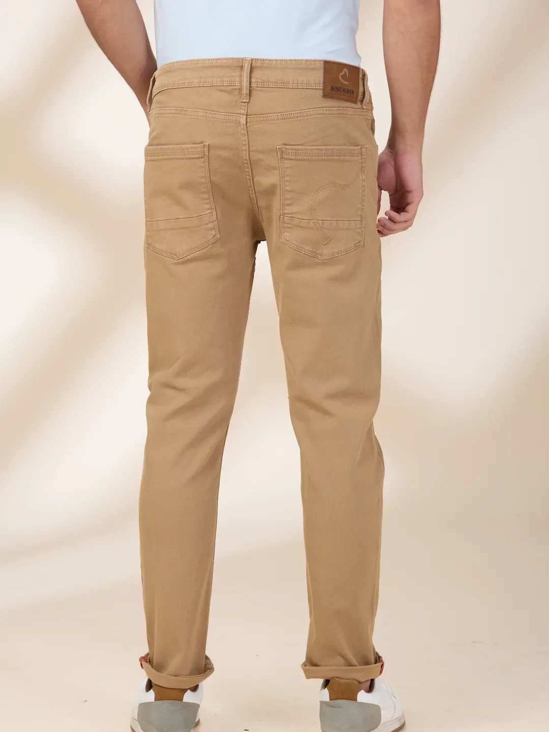 Khaki Cropped Fit Men's Denims by Being Human Clothing - Image 3