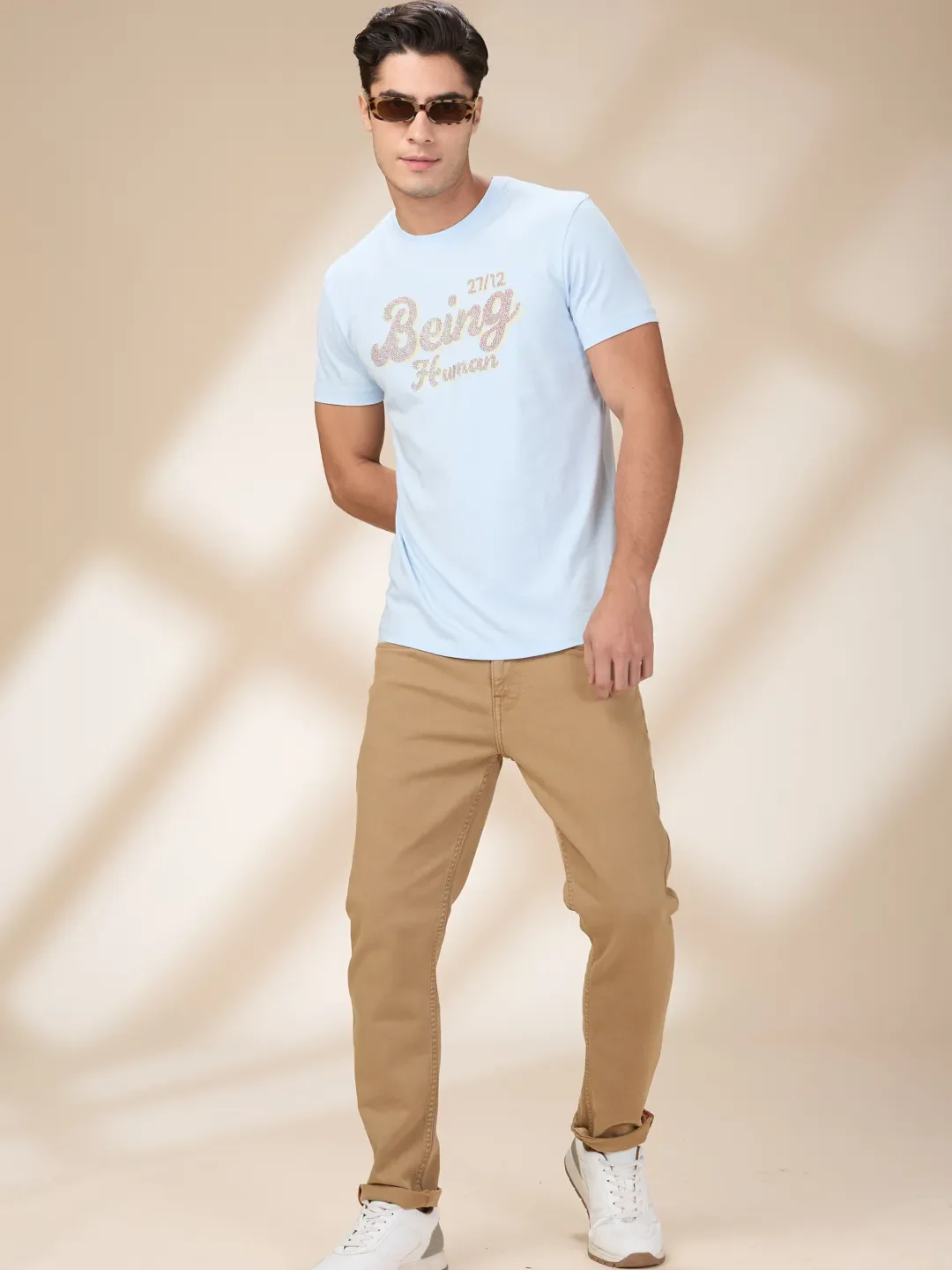 Khaki Cropped Fit Men's Denims by Being Human Clothing - Image 6